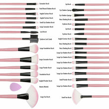 Carica l'immagine nel visualizzatore di Gallery, 32 Pennelli da trucco Professionali, Con Custodia Rosa e Spugna Blender
