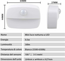 Carica l'immagine nel visualizzatore di Gallery, Luce notturna a LED, con sensore di movimento PIR, accensione Bianco