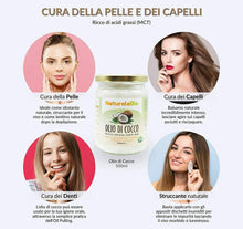 Carica l'immagine nel visualizzatore di Gallery, Olio di Cocco Biologico Extra Vergine da 500 ml,Crudo e Spremuto a Freddo