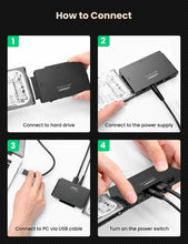 Carica l'immagine nel visualizzatore di Gallery, Adattatore per HDD SSD esterni da 2.5" e 3.5", Attacco SATA IDE USB 3.0, DC 12 V