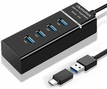 Carica l'immagine nel visualizzatore di Gallery, Hub con 4 porte USB 3.0 super speed 5 GBps, Attacco USB e USB C, Lettore dati