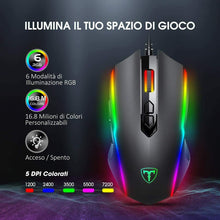 Carica l'immagine nel visualizzatore di Gallery, Mouse Gaming con LED RGB, DPI fino a 7200, 8 Pulsanti programmabili, Ergonomico