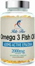Carica l'immagine nel visualizzatore di Gallery, Omega 3 Olio di Pesce 2000mg 365 Gel Morbido Capsule da Rite-Flex Grassi Acidi