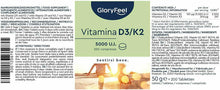 Carica l'immagine nel visualizzatore di Gallery, Vitamina D3 + K2 200 Compresse, 5000 UI Vitamina D, 200 µg Vitamina K, Supporto