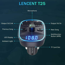 Carica l'immagine nel visualizzatore di Gallery, Trasmettitore FM per autoradio, Bluetooth , Carica batterie per auto 12 v 2.4 A
