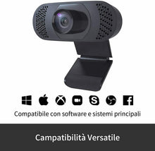Carica l'immagine nel visualizzatore di Gallery, Webcam per laptop 1080P con microfono, Correzione automatico della luce, Nero