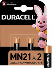 Carica l'immagine nel visualizzatore di Gallery, 2 x Batteria di ricambio per telecomandi campanelli sicurezza, Duracell MN21 12V