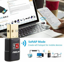 Carica l'immagine nel visualizzatore di Gallery, Mini Ricevitore USB WiFi, Dual Band 2.4 / 5GHz Adattatore di Rete Wireless 600mb