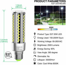 Carica l'immagine nel visualizzatore di Gallery, 2 x Lampadine domestiche LED con attacco E27 20W 2500 LM 6000 K, Luce fredda