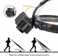 Carica l'immagine nel visualizzatore di Gallery, Torcia da testa frontale a LED ricaricabile USB impermeabile, LED 20000 lm