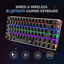 Carica l'immagine nel visualizzatore di Gallery, AK33 Tastiera meccanica Bluetooth Gaming Wireless interruttore blu, Nero, RGB