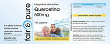 Carica l'immagine nel visualizzatore di Gallery, Quercetina 500 mg - Vegan - Alto dosaggio - 150 Capsule
