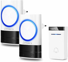 Carica l'immagine nel visualizzatore di Gallery, Campanello Wireless Senza Fili Trasmettitore + 2 Ricevitori, Impermeabile Bianco