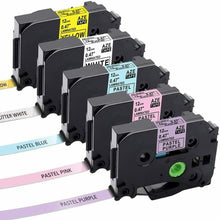 Carica l'immagine nel visualizzatore di Gallery, 5 x Nastri compatibili per etichettatrice Brother TZe-231 12mm colori pastello