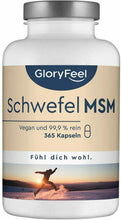 Carica l'immagine nel visualizzatore di Gallery, gloryfeel Integratore MSM Metilsulfonilmetano Zolfo Organico MSM 1600mg 6mesi