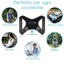 Carica l'immagine nel visualizzatore di Gallery, HEALINGTECH Fascia Posturale Spalle e Schiena Correttore Postura Uomo e Nero