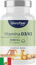 Carica l'immagine nel visualizzatore di Gallery, Vitamina D3 + K2 200 Compresse, 5000 UI Vitamina D, 200 µg Vitamina K, Supporto