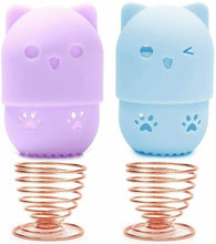 Carica l'immagine nel visualizzatore di Gallery, Beauty Sponge Blender Set Porta Spugna Per Trucco, 2 Pezzi Blu + Viola