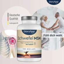 Carica l'immagine nel visualizzatore di Gallery, gloryfeel Integratore MSM Metilsulfonilmetano Zolfo Organico MSM 1600mg 6mesi