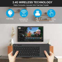 Carica l'immagine nel visualizzatore di Gallery, Tastiera wireless per Smart TV con pad di controllo, Ricevitore USB, Portata 8 m