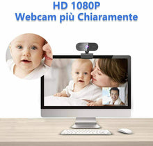 Carica l'immagine nel visualizzatore di Gallery, Webcam USB Full HD 1080P con microfono, Ideale per videochiamate didattica Nero
