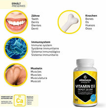 Carica l'immagine nel visualizzatore di Gallery, Vitamaze Vitamina D3 ad alto dosaggio 20000 UI(dose per 20 giorni) 180 compresse