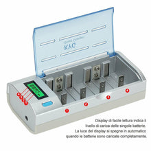 Carica l'immagine nel visualizzatore di Gallery, Caricabatterie per Pile Ricaricabili Stilo AA/AAA/D/C/9V Con Display LCD
