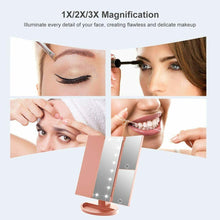 Carica l'immagine nel visualizzatore di Gallery, WEILY Specchio di Vanity Trifold dello Trucco Illuminato Oro Rosa