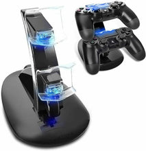 Carica l'immagine nel visualizzatore di Gallery, Base di ricarica doppia compatibile per controller dualschock PS4 con LED, Nero