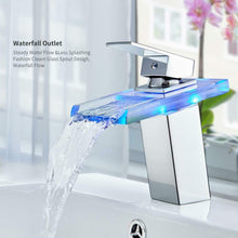 Carica l'immagine nel visualizzatore di Gallery, Auralum Rubinetto Miscelatore Lavabo Monocomando a Cascata con Luce LED...