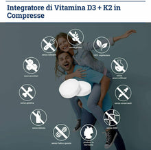 Carica l'immagine nel visualizzatore di Gallery, Vitamina D3 + K2 200 Compresse, 5000 UI Vitamina D, 200 µg Vitamina K, Supporto