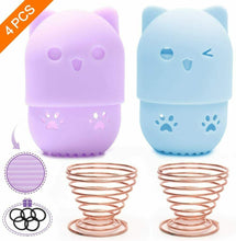 Carica l'immagine nel visualizzatore di Gallery, Beauty Sponge Blender Set Porta Spugna Per Trucco, 2 Pezzi Blu + Viola