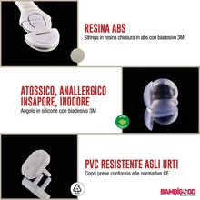 Carica l'immagine nel visualizzatore di Gallery, Kit Sicurezza Bambini Casa in Resina ABS - Chiusure Blocca Cassetti per...