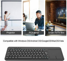 Carica l'immagine nel visualizzatore di Gallery, Tastiera wireless per Smart TV con pad di controllo, Ricevitore USB, Portata 8 m