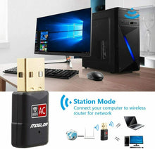Carica l'immagine nel visualizzatore di Gallery, Mini Ricevitore USB WiFi, Dual Band 2.4 / 5GHz Adattatore di Rete Wireless 600mb