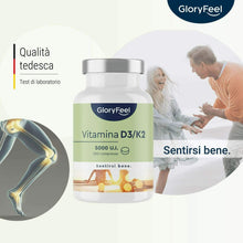 Carica l'immagine nel visualizzatore di Gallery, Vitamina D3 + K2 200 Compresse, 5000 UI Vitamina D, 200 µg Vitamina K, Supporto
