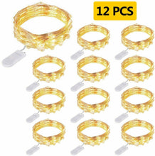 Carica l'immagine nel visualizzatore di Gallery, 12 Stringhe LED a Batteria con Filo da 1mt in Rame, 20 Led per filo Impermeabile