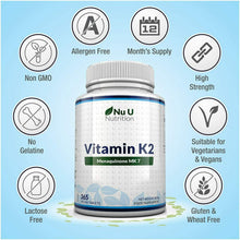 Carica l'immagine nel visualizzatore di Gallery, Vitamina K2 MK-7 200 mcg | 365 Compresse | Scorta Per 1 Anno | Vegan | NO OGM