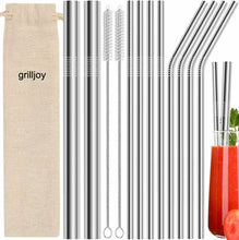Carica l'immagine nel visualizzatore di Gallery, 13 x Cannucce in Acciaio inox riutilizzabili per bevande fredde, Varie misure