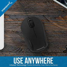 Carica l'immagine nel visualizzatore di Gallery, Mini Mouse da portatile Viaggio USB Sabrent con cavo retrattile, 1200 DPI, Nero