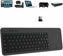 Carica l'immagine nel visualizzatore di Gallery, Tastiera wireless per Smart TV con pad di controllo, Ricevitore USB, Portata 8 m