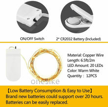 Carica l'immagine nel visualizzatore di Gallery, 12 Stringhe LED a Batteria con Filo da 1mt in Rame, 20 Led per filo Impermeabile
