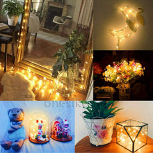 Carica l'immagine nel visualizzatore di Gallery, 12 Stringhe LED a Batteria con Filo da 1mt in Rame, 20 Led per filo Impermeabile
