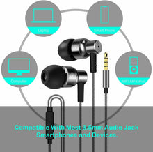 Carica l'immagine nel visualizzatore di Gallery, Cuffie in ear con microfono integrato, Auricolari con bassi potenti, 3.5 mm Nero