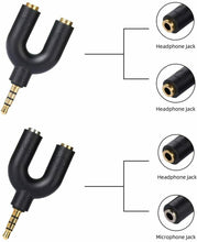 Carica l'immagine nel visualizzatore di Gallery, 2 x Sdoppiatore per attacco cuffia Aux da 3.5 mm, Adattatore microfono e cuffia