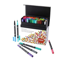 Carica l'immagine nel visualizzatore di Gallery, Houhuhu - Pennarelli a punta doppia, 100 colori, per bambini, Multicolore