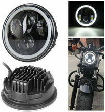 Carica l'immagine nel visualizzatore di Gallery, Faro Anteriore LED per moto, Occhio di angelo compatibile per Harley 5.75", Nero