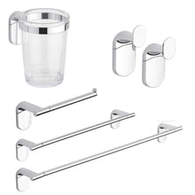 Carica l'immagine nel visualizzatore di Gallery, METAFORM Set accessori bagno kit completo Zero Cromo 5 pezzi in Acciaio...