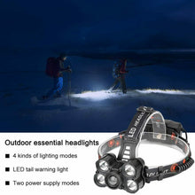 Carica l'immagine nel visualizzatore di Gallery, Torcia da testa frontale a LED ricaricabile USB impermeabile, LED 20000 lm