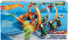 Carica l'immagine nel visualizzatore di Gallery, Gioco per bambini Pista Schianti Rotanti per Macchinine, Hot Wheels, Cavatappi